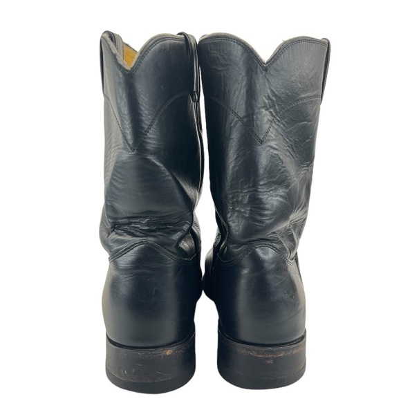 Justin Boots Ropers Collection Black Kipskin Western Boots - Picture 6 of 15